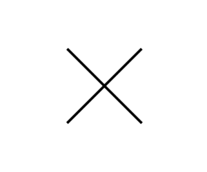 An illustration of two lines crossing to form an X
