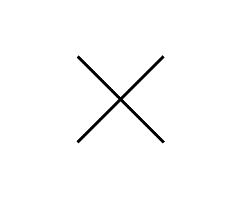 An illustration of two lines crossing to form an X